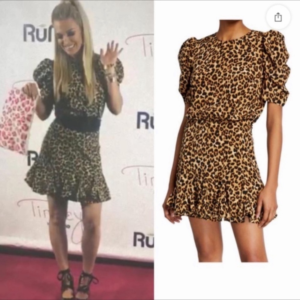 Veronica Beard Lila Puff Sleeve Leopard Dress  Sz 12 - Picture 3 of 7